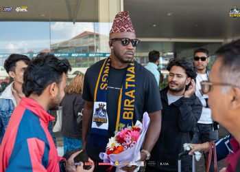 नेपाल प्रिमियर लिग खेल्न त्रिभुवन अन्तर्राष्ट्रिय विमानस्थल आइपुगेका अलराउन्डर आन्द्रे रसेल