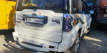 विराटनगरमा प्रहरीले नियन्त्रणमा लिएको भारतीय नम्बर प्लेटको स्कार्पियो गाडी