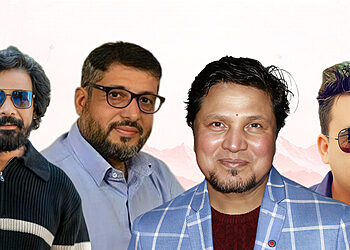 चलचित्र प्रदर्शनका क्रममा देखिएका कलाकारहरू दीपकराज गिरी र विराज भट्ट