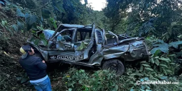 गुल्मीमा दुर्घटनाग्रस्त स्कार्पियो गाडी
