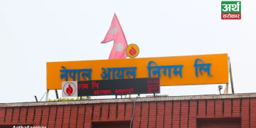नेपाल आयल निगमको लोगो र एलपी ग्यास सिलिन्डरहरू