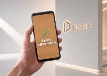 मोबाइल एपबाट बैंकको फोन लोन आवेदन दिँदै गरेको दृश्य